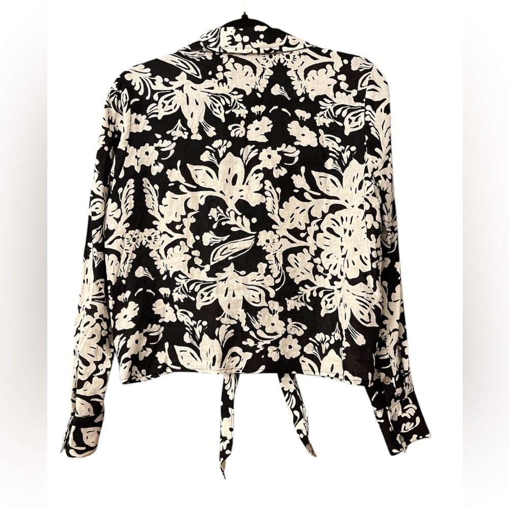 Christian Siriano floral print linen blend top NWOT - Picture 2 of 5